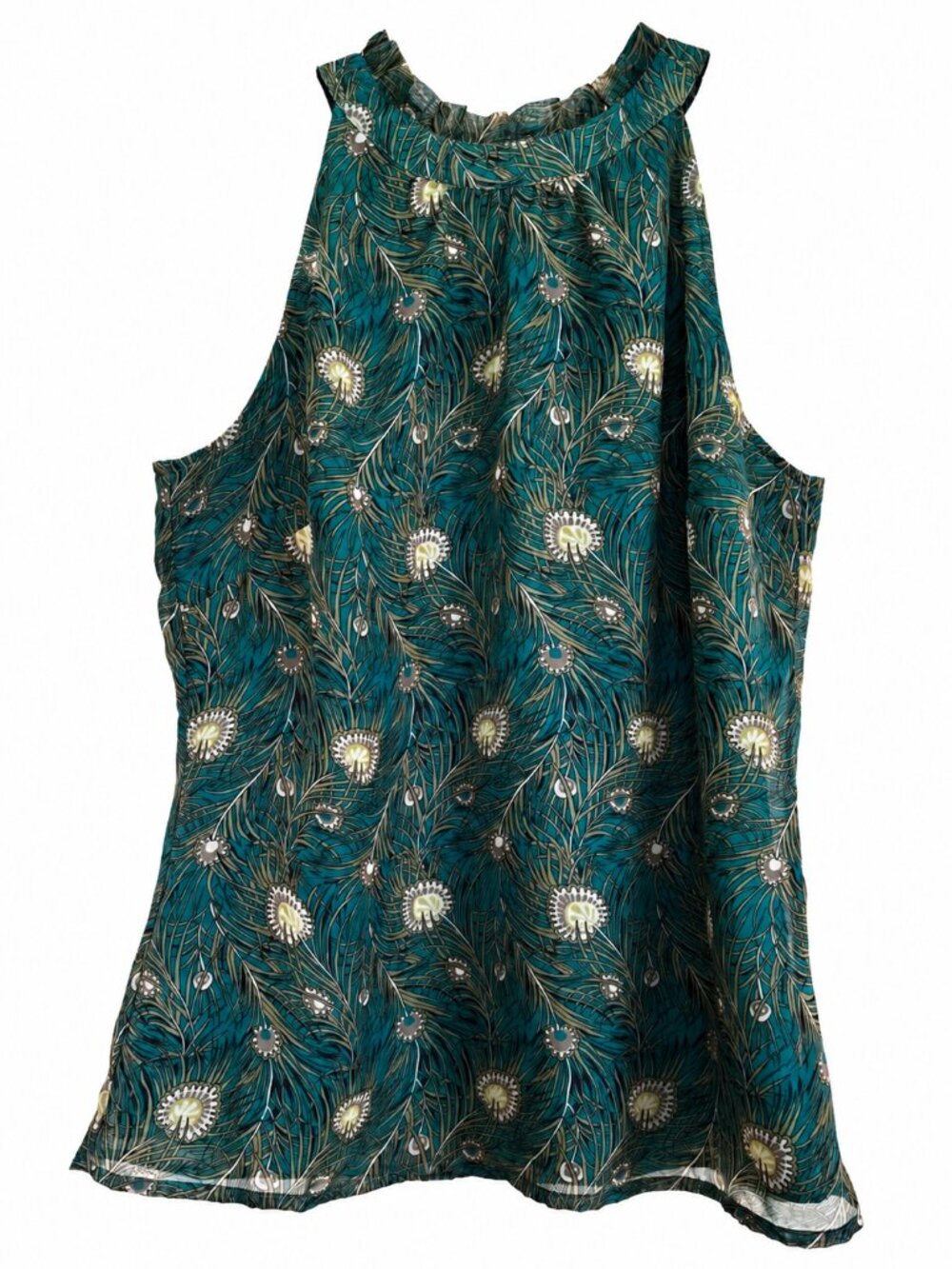 Liberty Of London for Target Women's Blouse Top Peacock Feathers Green MED.